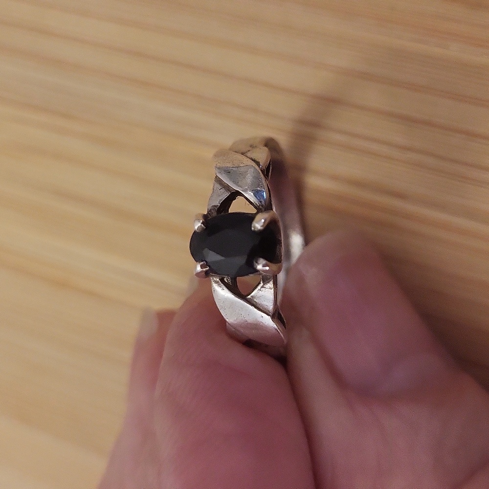Vintage Sterling Black Onyx Ring Stamped Sterling DI